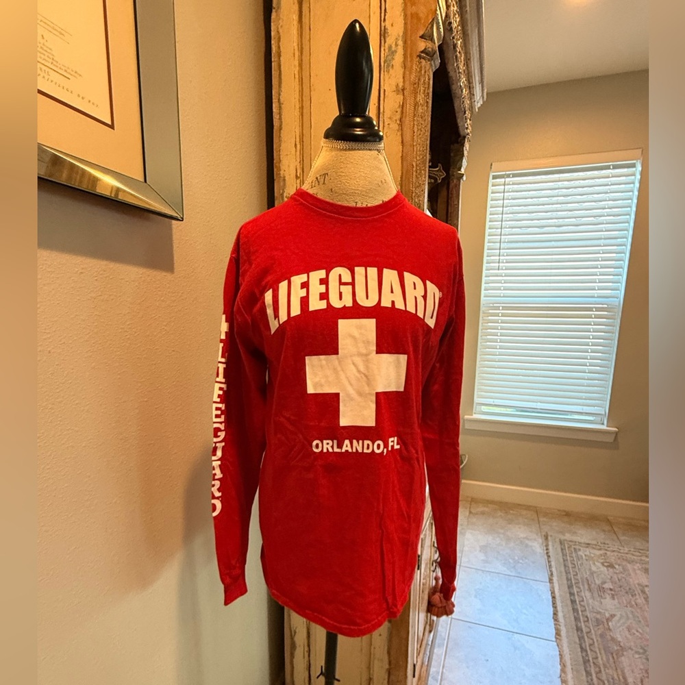 Red Lifeguard Long Sleeve Shirt Sz L